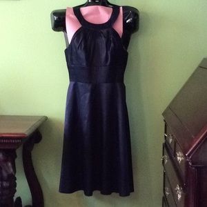 JJ’s House Pleated Halter Front Shimmer Midnight Blue Satin